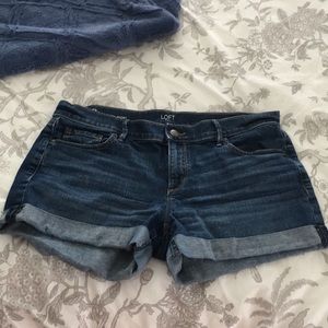 Loft denim roll shorts